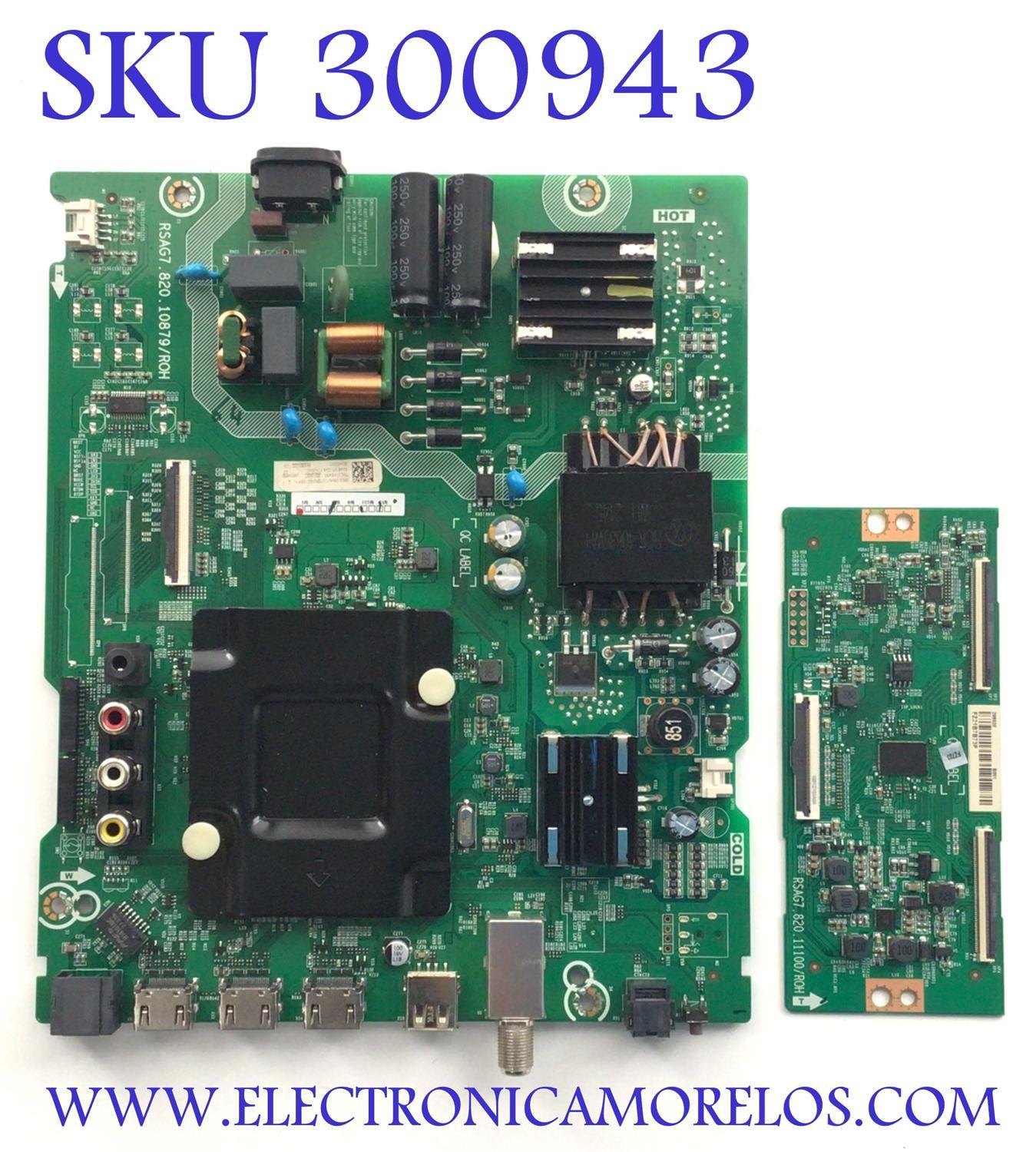 KIT DE TARJETAS PARA TV HISENSE / NUMERO DE PARTE MAIN FUENTE 285333 / RSAG7-820-10879/ROH / 50A53FUG / 285349 NUMERO DE PARTE T-CON 289320 / RSAG7.82011100/ROH / PANEL HD500Y1U51-TBL2\S0\GM\ROH / MODELO 50A6GX3 50A53FUG